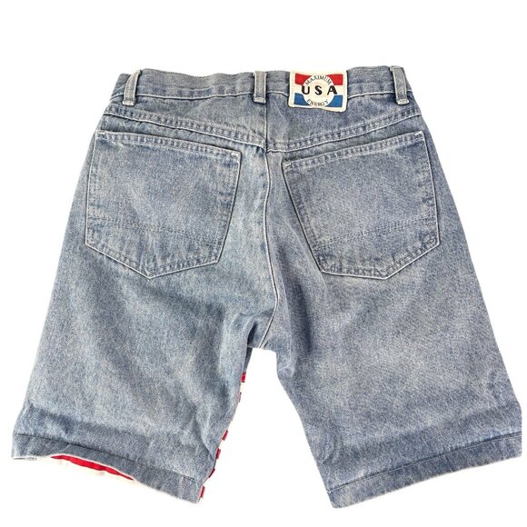 MAXIUMUM USA ENERGY Women's Vintage Flag Front Cuffed Denim Shorts 7/8 - Picture 4 of 4